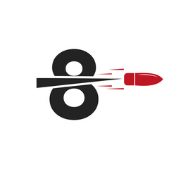 Letter 8 Shot Bullet Logo Vector Template Concept For Defense Logotype