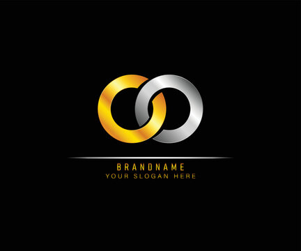 Creative elegant trendy unique artistic silver and gold color OO initial based Alphabet icon logo. Initial letter OO logo template. Luxury O O logo template.