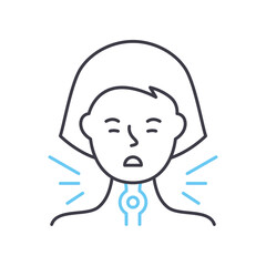 pain when swallowing line icon, outline symbol, vector illustration, concept sign