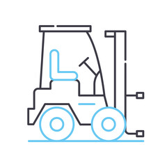 forklift crane line icon, outline symbol, vector illustration, concept sign