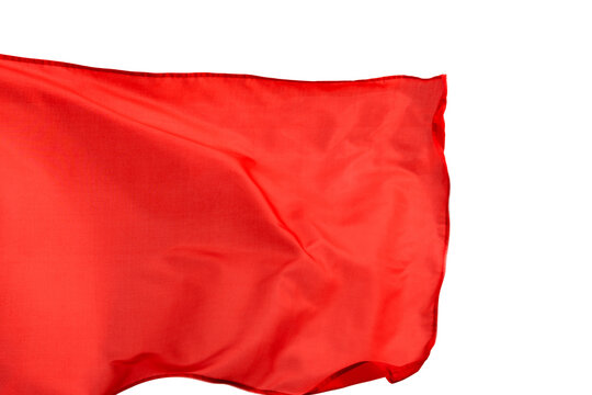 Red Flag Waving On White Background