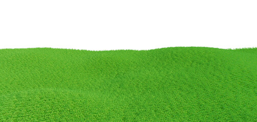3D green grass field Isolated on transparent background - PNG format.