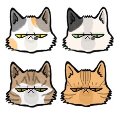 Four color cats, angry  version, type 12