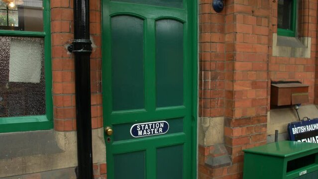 Station master's office sign at a retro vintage railway station