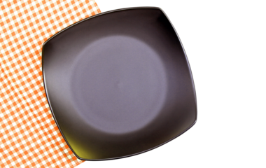 plate on tablecloth on transparent background png file