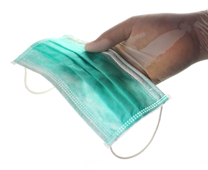 handing medical face masks for covid-19 virus protection on transparent background png file