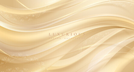 Luxury light brown abstract background combine with golden lines element.