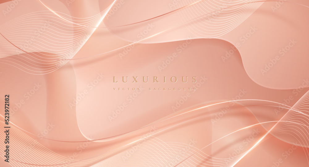 Sticker luxury light pink abstract background combine with golden lines element.
