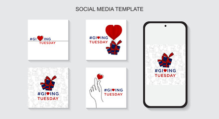 Giving Tuesday, global day of charitable giving. Social media post template. - Powered by Adobe
