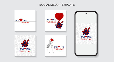 Giving Tuesday, global day of charitable giving. Social media post template.