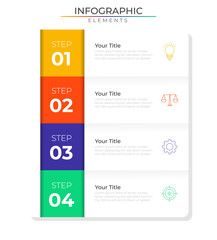 Roadmap four steps infographic elements concept design vector with icons. Business workflow network project template for presentation and report.