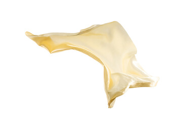 Beige silk flying on white background