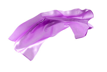 Purple silk flying on white background