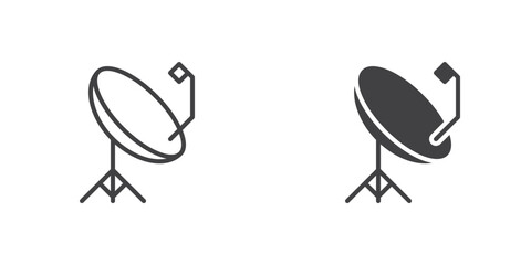 Satellite dish icon, line and glyph version