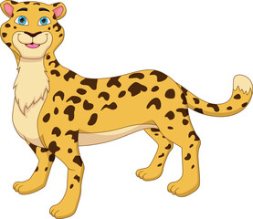 cute cheetah cartoon on white background