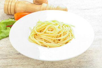 Italian pasta boiled spaghetti with oil