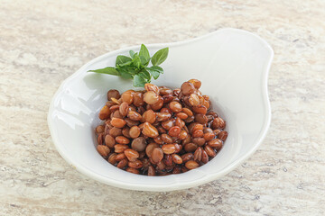 Boiled lentil in the bowl