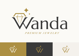 luxury shining diamond logo design