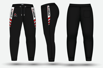  Trouser design template for technical fashion illustration and trousers pant design for Sweatpants design and mockup