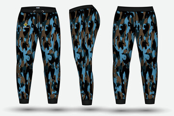 camouflage Trousers pant design template and technical fashion illustration for trouser design and  Mockup