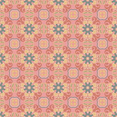 Nature Seamless Pattern Mushroom Plant Background Damask Art