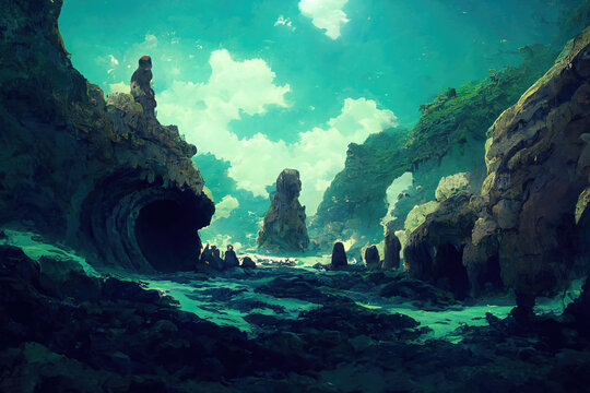 Beautiful Sea Cave, Blue ocean struck