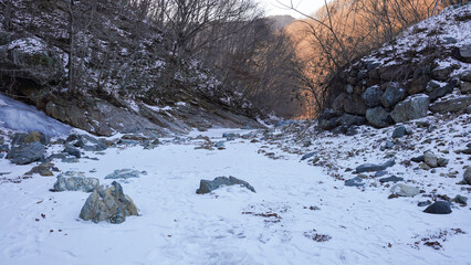 korea snowy countryside winter valley landscape