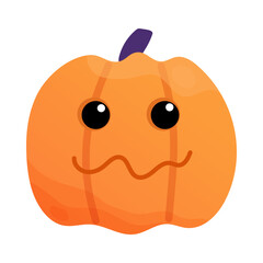 Pumpkin character. Happy smiling pumpkin. Emotions of vegetables for autumn design. Thanksgiving Day Clip Art