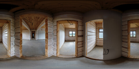 An empty white room without furniture. Full spherical Hdri Panorama 360 degrees in the inner room...