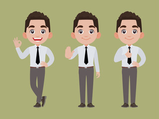 Business person in different positions set
