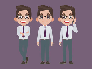 Business person in different positions set
