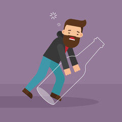 Depression alcoholism addiction concept sad male