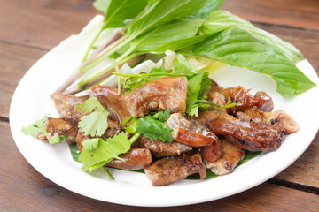 grilled pork intestines. Thai food