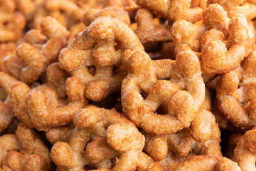deep-fried  wheel shaped snack. Thai desserts.