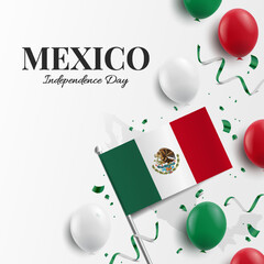 Vector Illustration of  Mexico Independence Day. Background with balloons, flags
 - obrazy, fototapety, plakaty