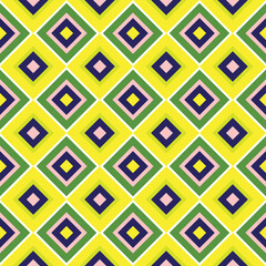 Abstract Diagonal Squares Diamond Shaped Geometric Retro Pattern Trendy Fashion Colors Perfect for Allover Fabric Print or Wrapping Paper