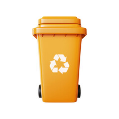 3d yellow trash can