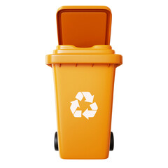 3d yellow trash can