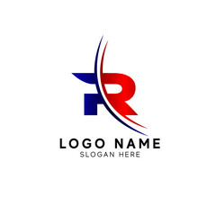 Fototapeta na wymiar R or RR Uppercase Letter Initial Logo Design Template Vector Illustration