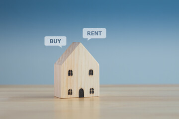 Buy or rent home concept. Real estate, Property investment. Choice between buy and rent. tenancy...