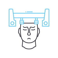 human printing line icon, outline symbol, vector illustration, concept sign