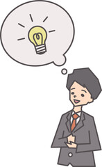 何かを思いつく男性サラリーマン