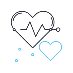 heartbeat rate line icon, outline symbol, vector illustration, concept sign