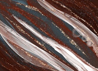 アルコールインクアート、リキッドインクアート、抽象的な背景、ブラウン
