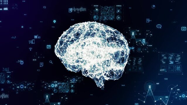脳のCGとデータイメージ　AI・人工知能