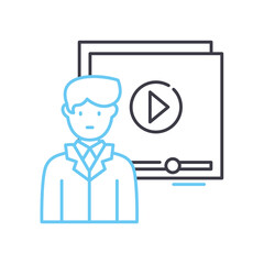 video blogging line icon, outline symbol, vector illustration, concept sign