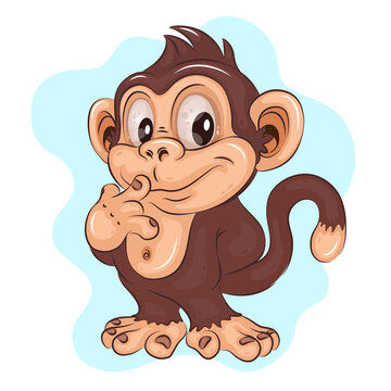 Humble Cartoon Monkey. Cute childish illustration of a Humble cartoon monkey. Cartoon mascot. Positive and unique design.
