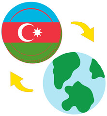 Flag of Azerbaijan vector hand drawn flag,Azerbaijan manat hand drawn flag