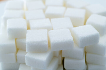 Background of many sugar cubes