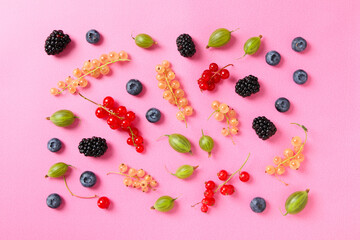 Concept of fresh food, berries, top view